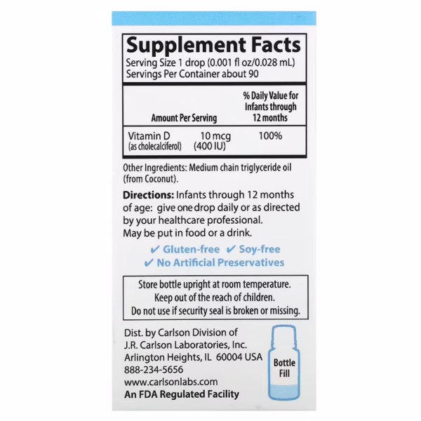 carlson, baby's super daily®, d3, 10 мкг (400 МО)