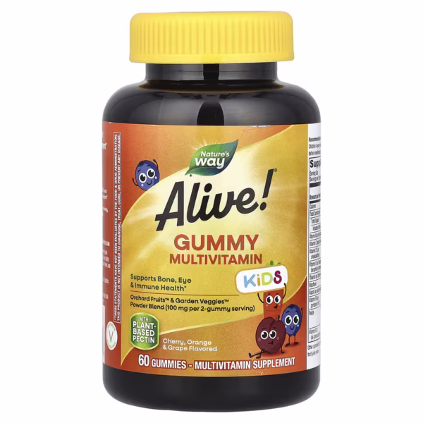 nature's way, alive! мультивітаміни для дітей, вишня, апельсин і виноград, 60 жувальних таблеток