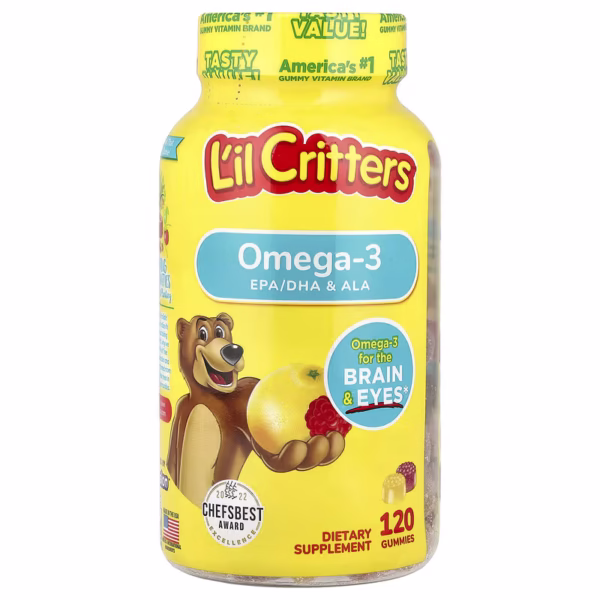 l'il critters, омега 3, зі смаком малини та лимонаду, 120 жувальних цукерок