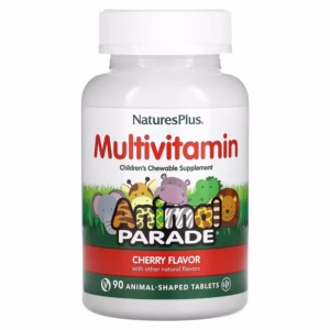 naturesplus, source of life, animal parade, жувальна добавка з мультивітамінами та мікроелементами для дітей, смак вишні, 90 таблеток у формі тварин