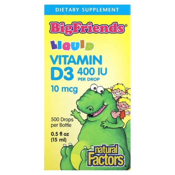 natural factors, big friends, liquid vitamin d3, 10 mcg 400 iu