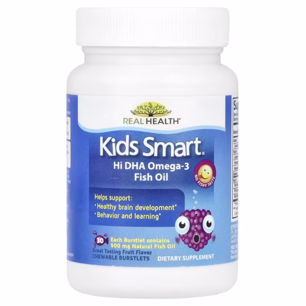 kids smart, kids smart®, hi dha omega 3 fish oil, риб’ячий жир із високим вмістом ДГК та омега 3, зі смаком фруктів, 30 жувальних таблеток